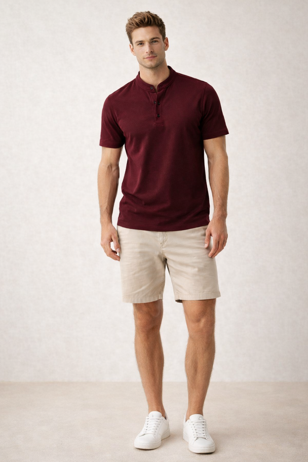 Playeras Polo Para Hombre Cuello Mao Spandex APMAO Vino