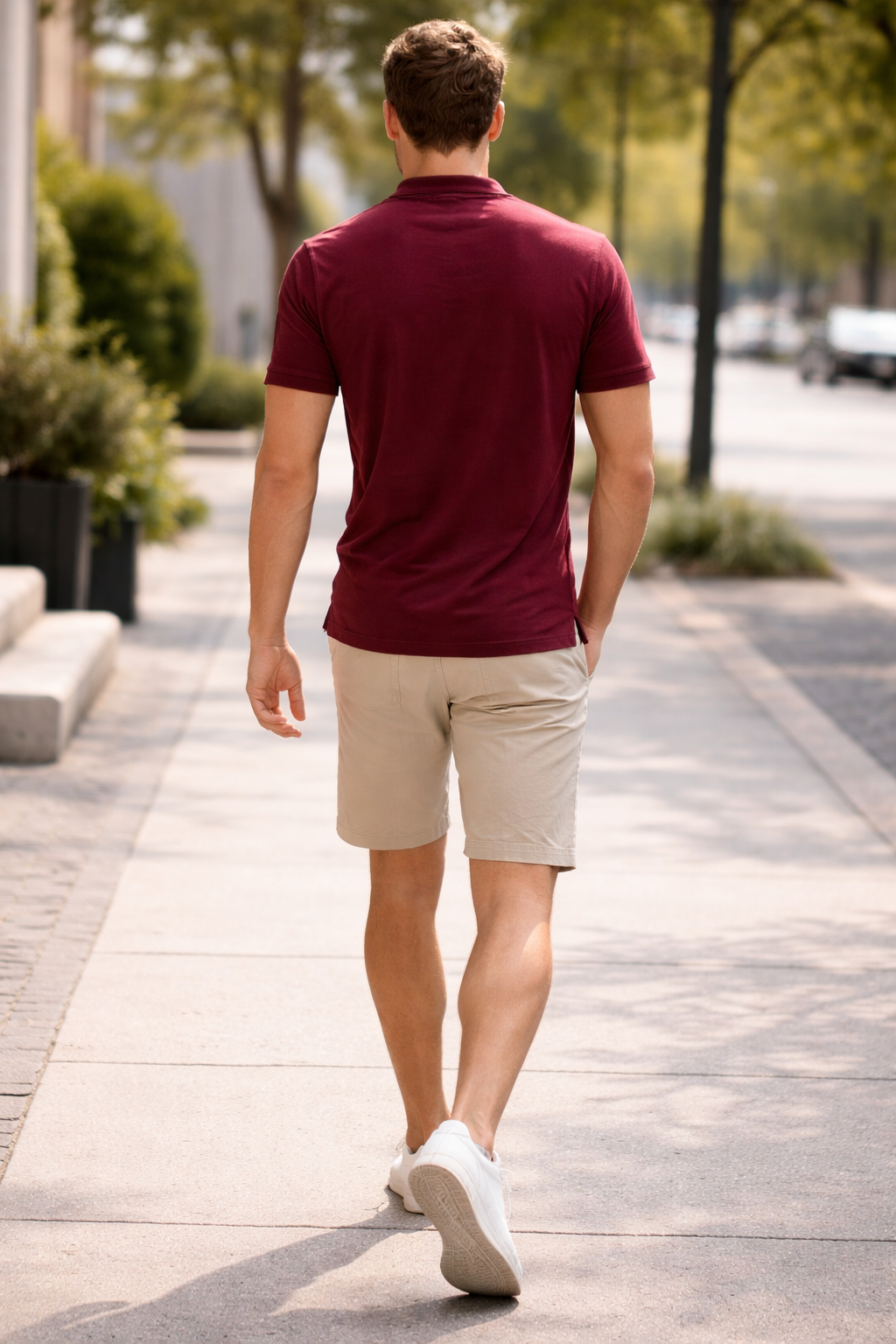 Playeras Polo Para Hombre Cuello Mao Spandex APMAO Vino