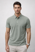Playera Polo para Hombre Casual Jacquard Super Stretch Antiarrugas A61418 Verde