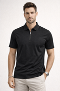 Playera Polo para Hombre con Cierre Premium Antiarrugas A61419 Negro