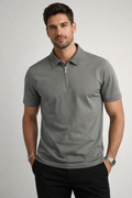 Playera Polo para Hombre con Cierre Premium Antiarrugas A61419 Gris