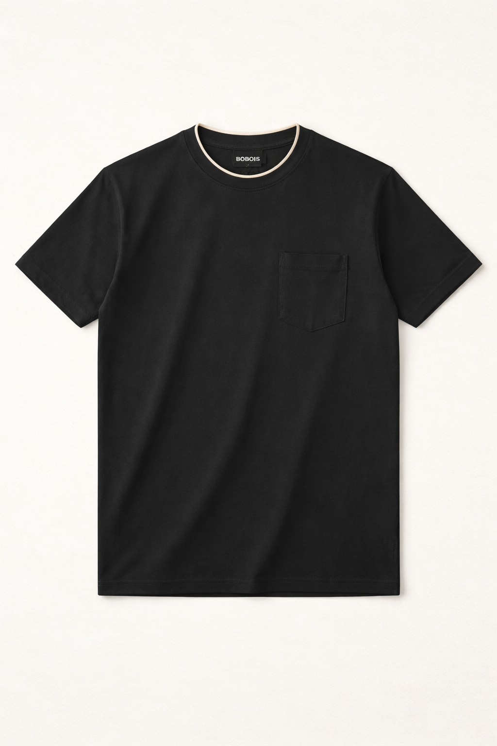 Playera para Hombre Cuello Redondo de Algodón Stretch A61402 Negro