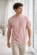 Playera para Hombre Cuello Redondo de Algodón Stretch A61402 Rosa