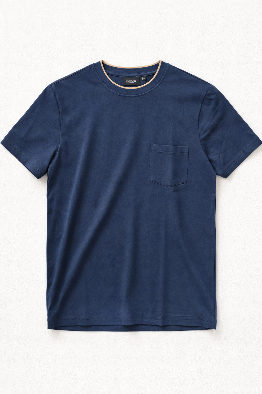 Playera para Hombre Cuello Redondo de Algodón Stretch A61402 Marino