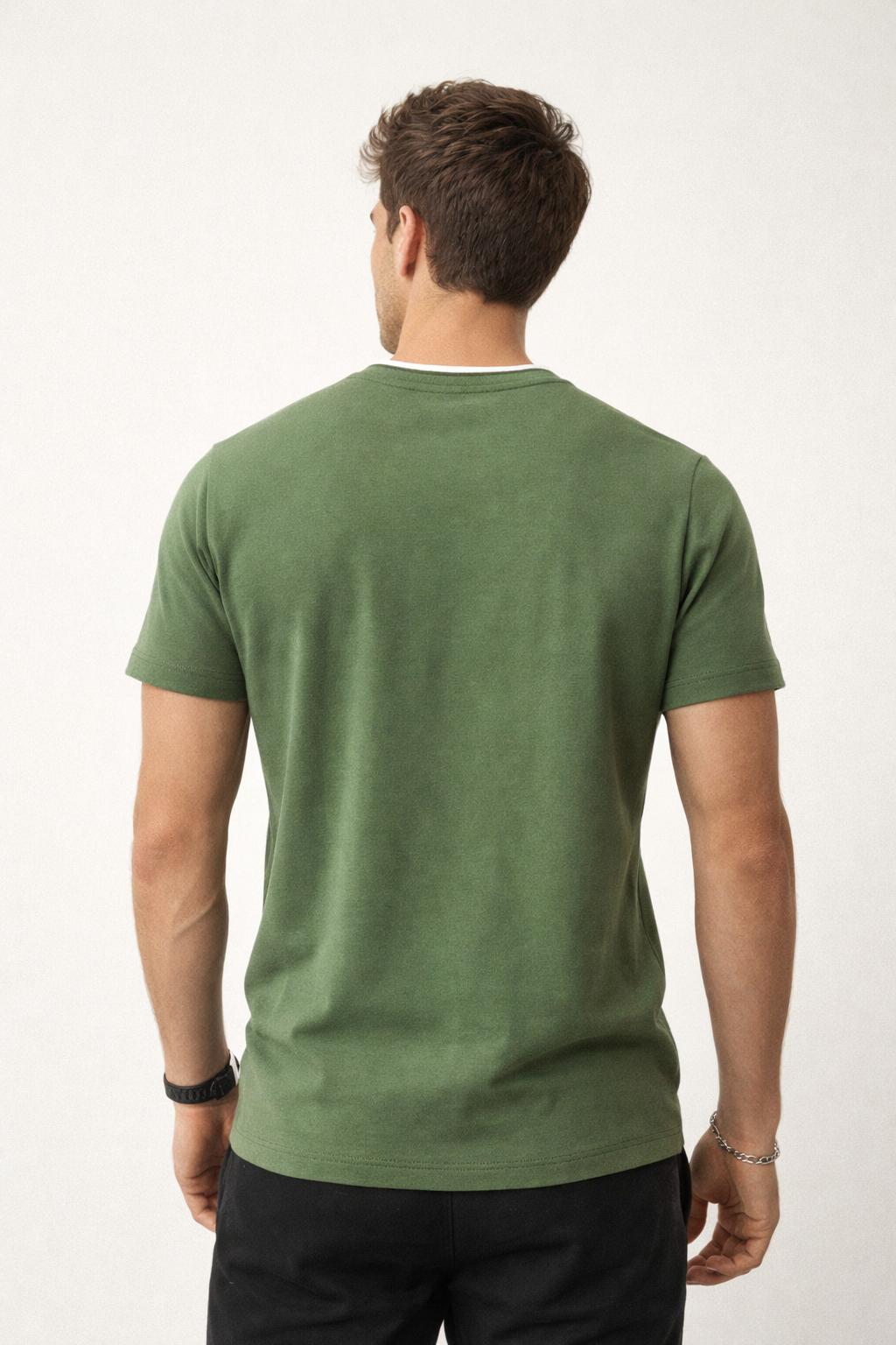 Playera para Hombre Cuello Redondo de Algodón Stretch A61402 Verde