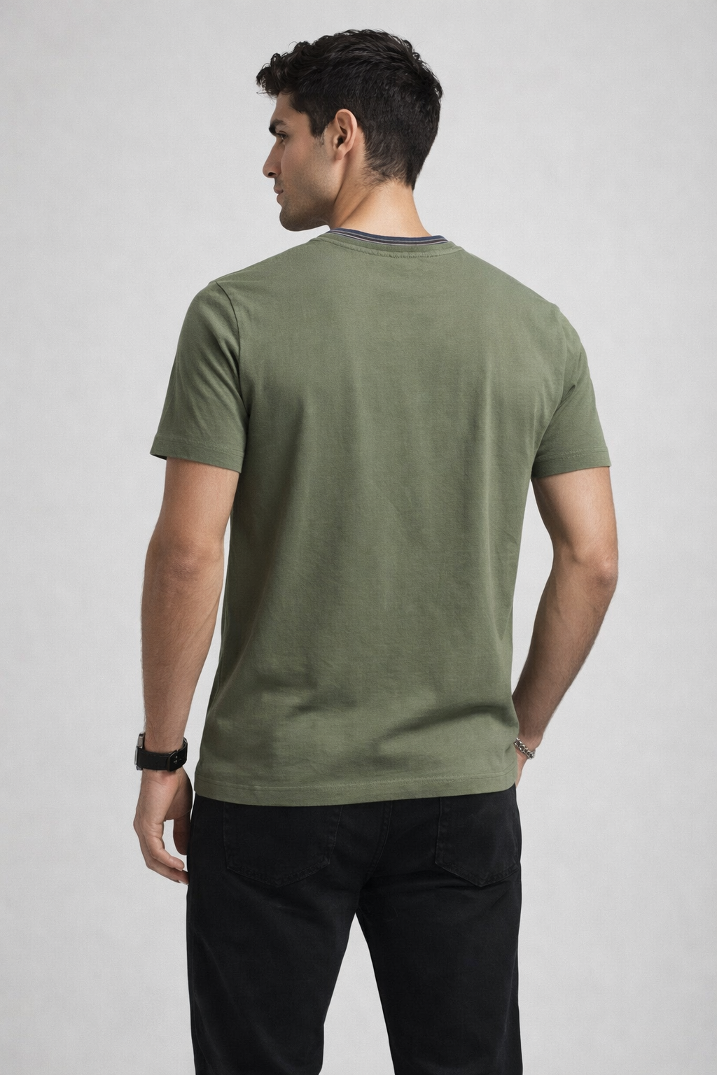 Playera para Hombre Cuello Redondo Stretch Antiarrugas A61403 Olivo