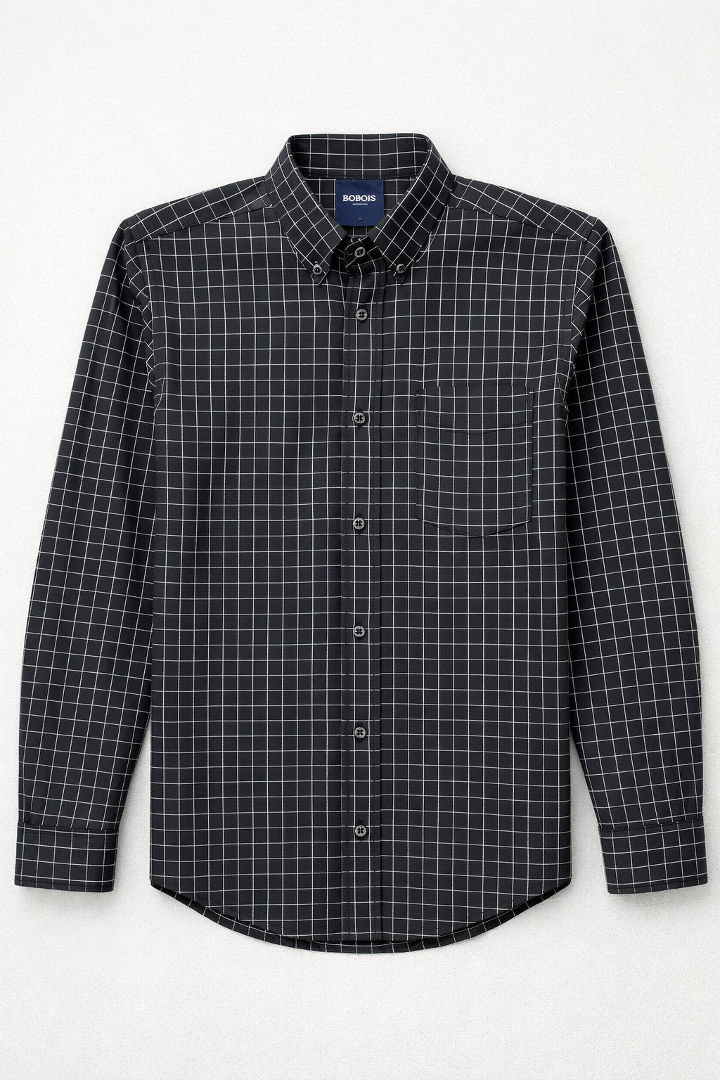 Camisas Para Hombre Manga Larga Cuadros B61205 Negro