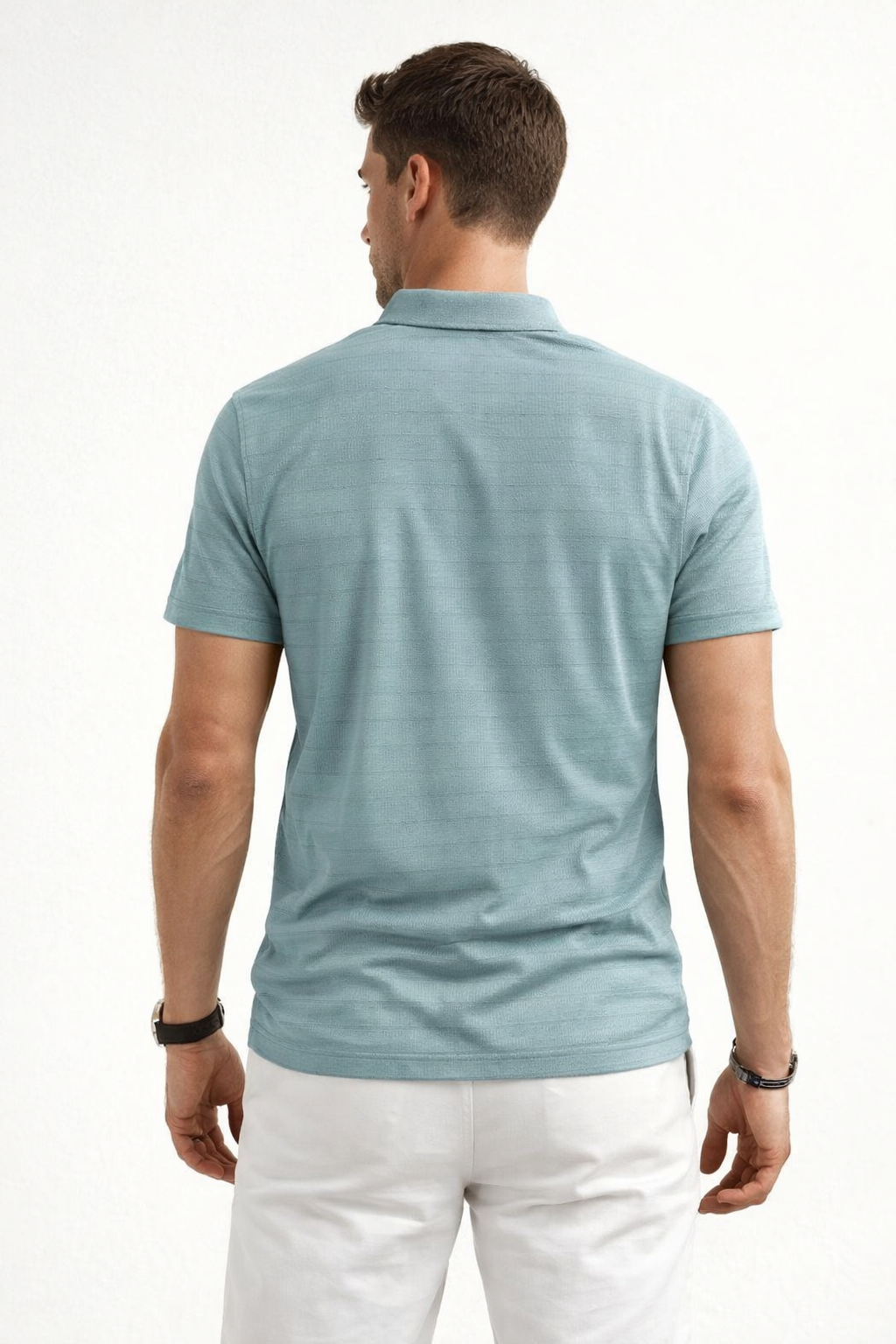 Playeras Polo Para Hombre Manga Corta Jacquard A51313 Verde