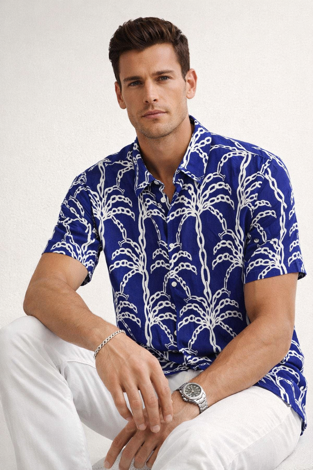 Camisas Para Hombre Manga Corta Estampado Tropical B51569 Rey