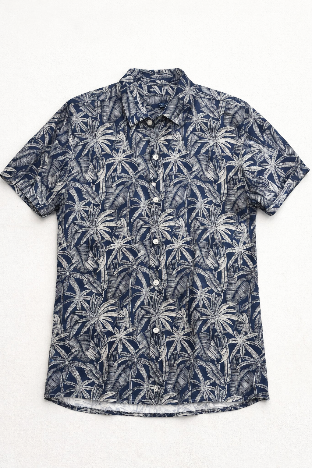 Camisas Para Hombre Manga Corta Estampado Tropical B51570 Azul
