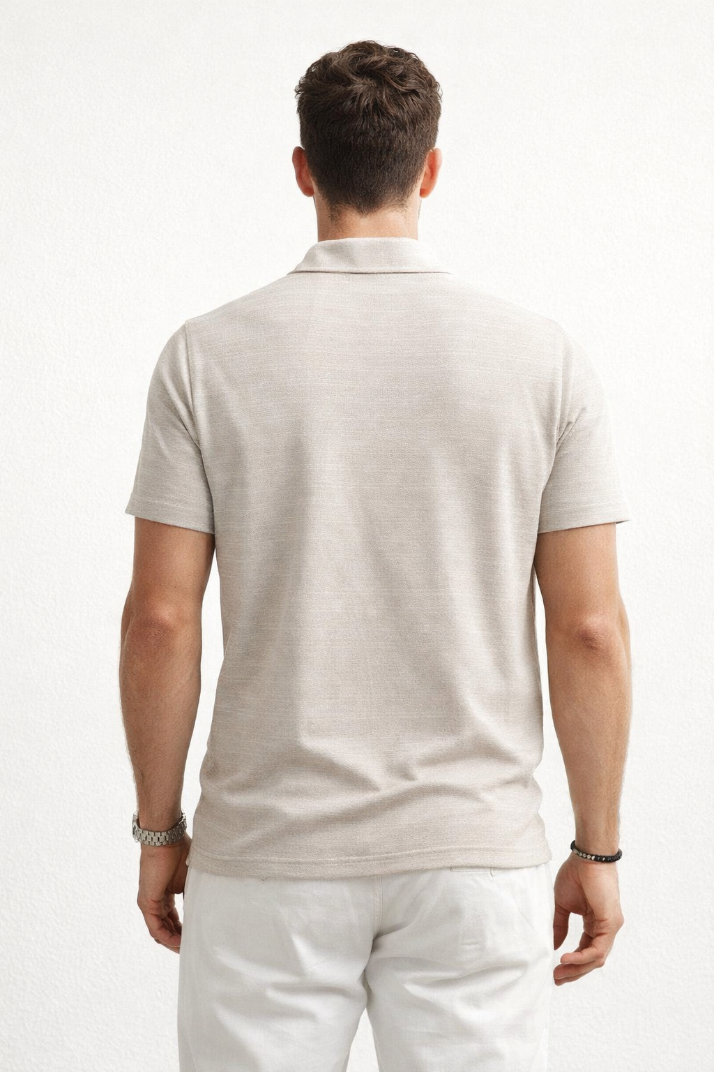 Playeras Polo Para Hombre Manga Corta Jacquard A51313 Beige