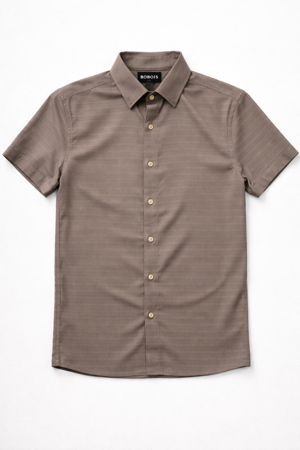 Camisas Para Hombre Manga Corta Texturizada B61355 Cafe