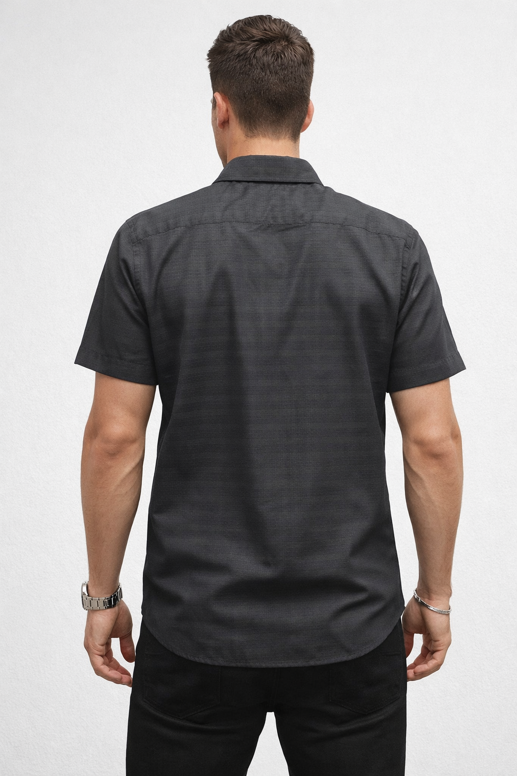 Camisas Para Hombre Manga Corta Texturizada B61355 Negro