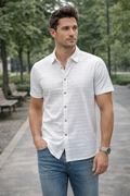 Camisas Para Hombre Relieve y Textura B61356 Blanco