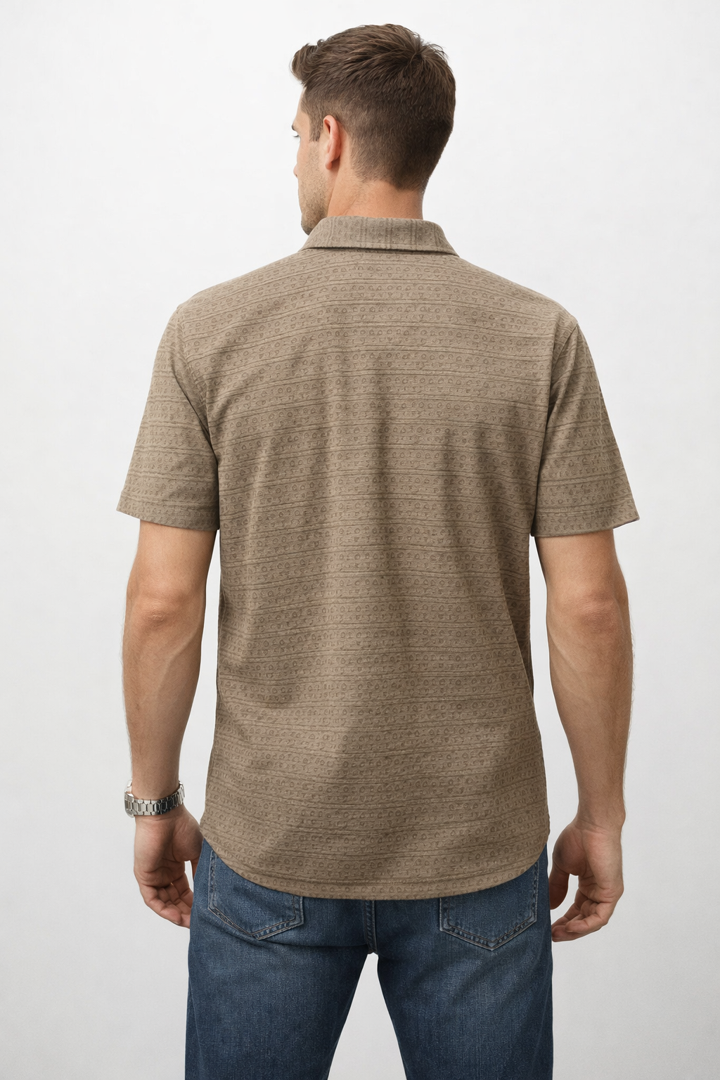 Camisas Para Hombre Relieve y Textura B61356 Cafe