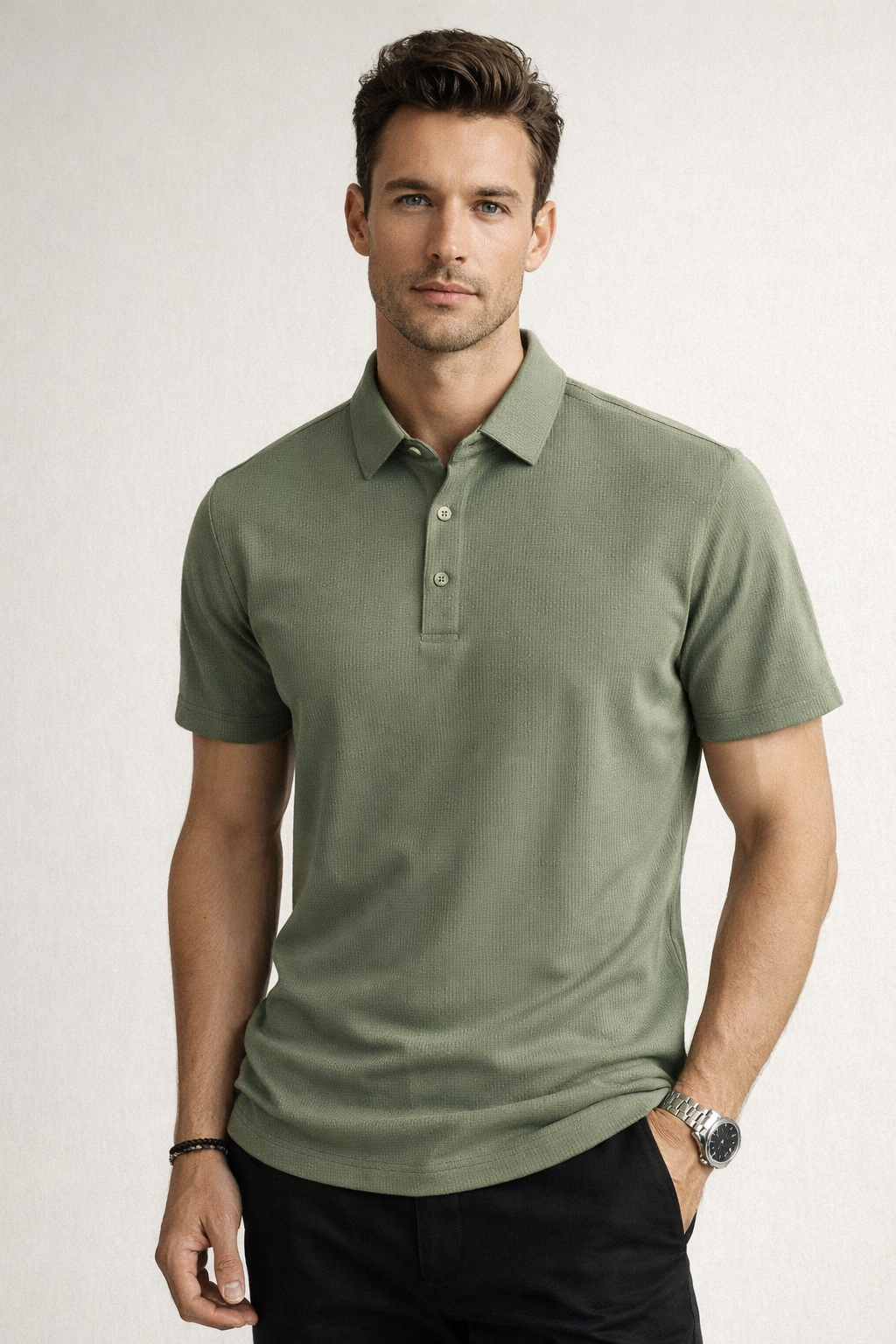 Playera Polo para Hombre Piqué Super Stretch Transpirable A61411 Verde