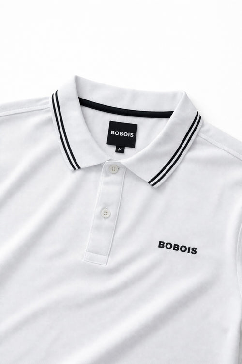 Playeras Polo Para Hombre Básica con Rayas APOLRS Blanco