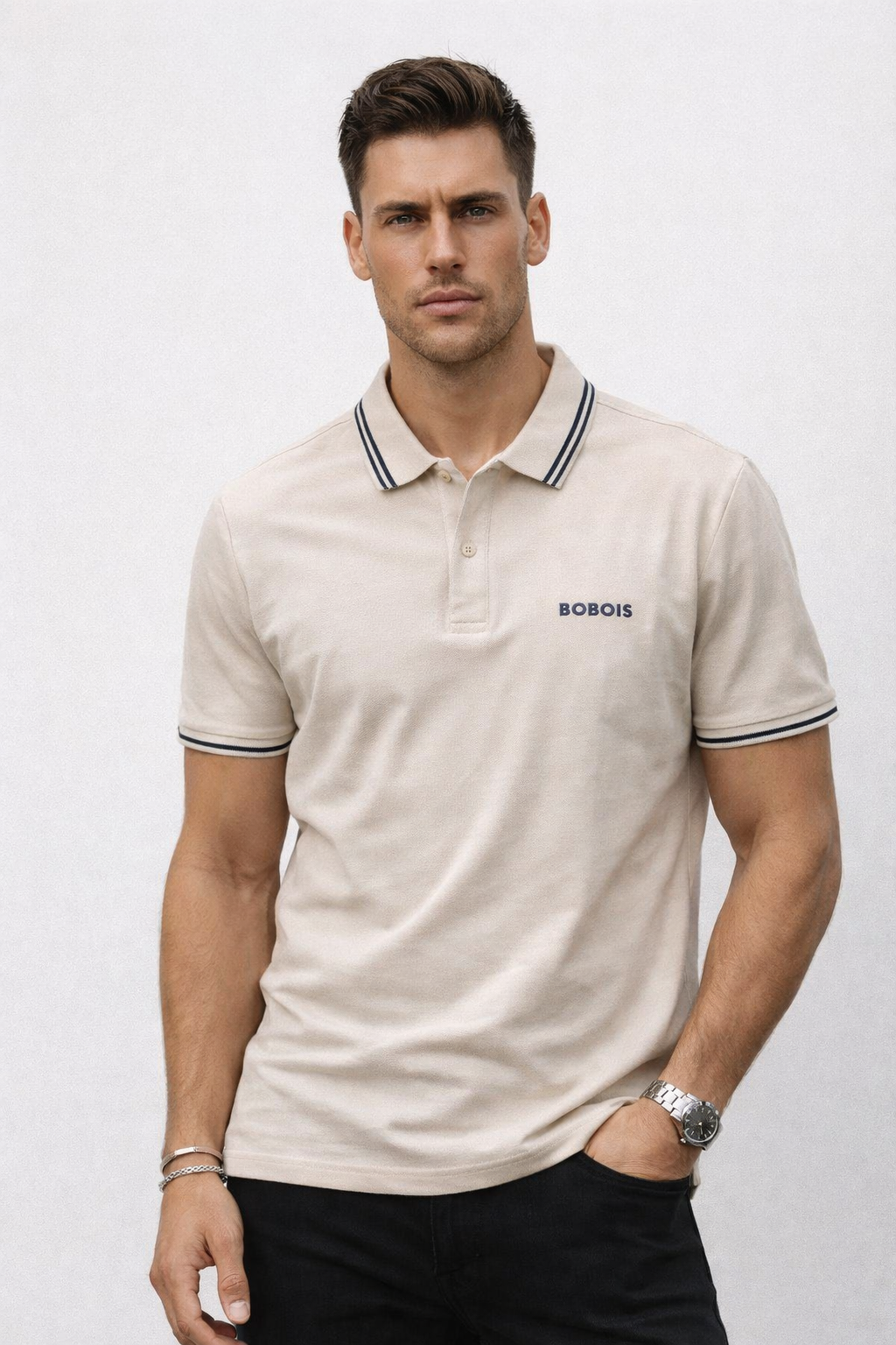 Playeras Polo Para Hombre Básica con Rayas APOLRS Arena