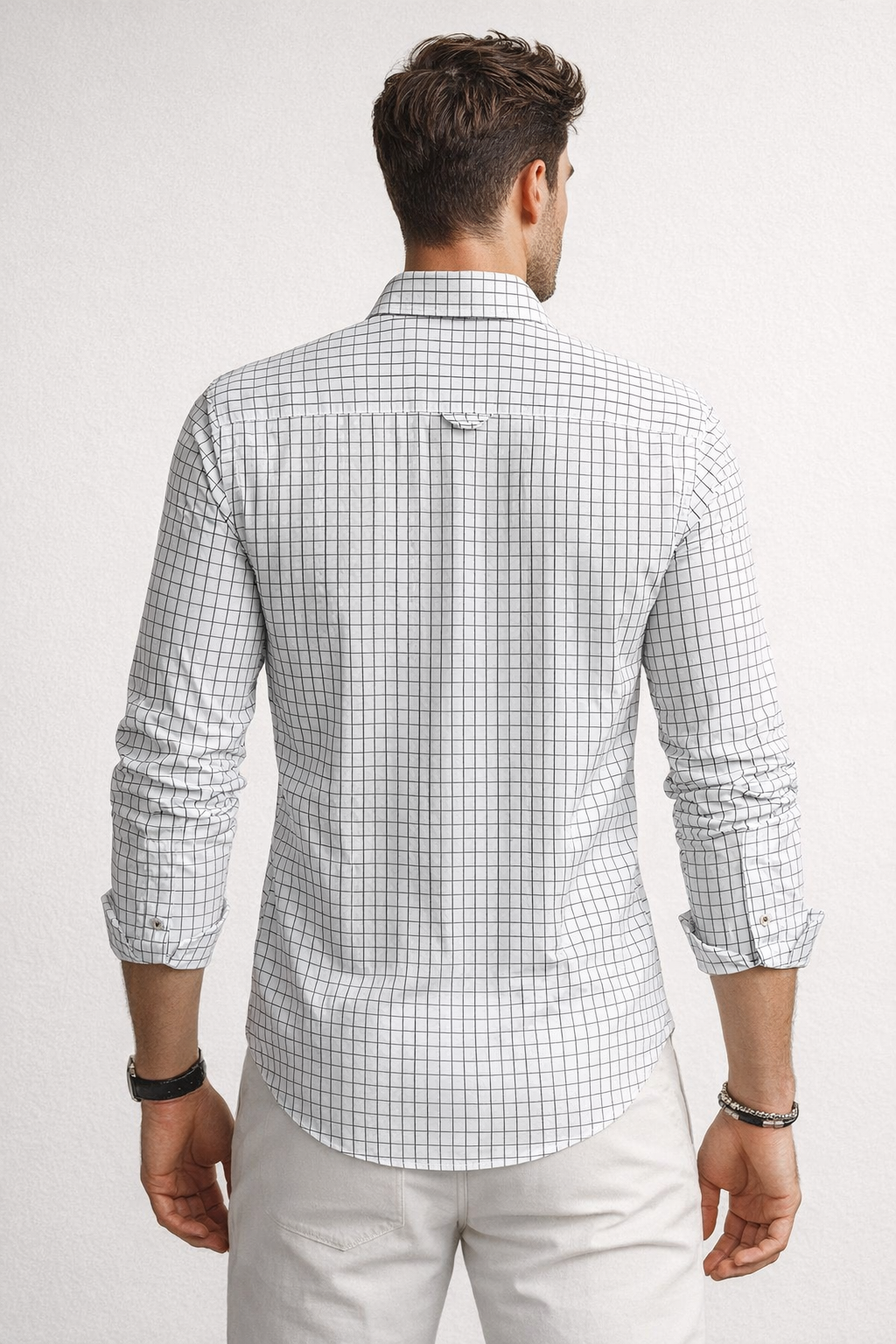 Camisas Para Hombre Manga Larga Cuadros B61204 Negro