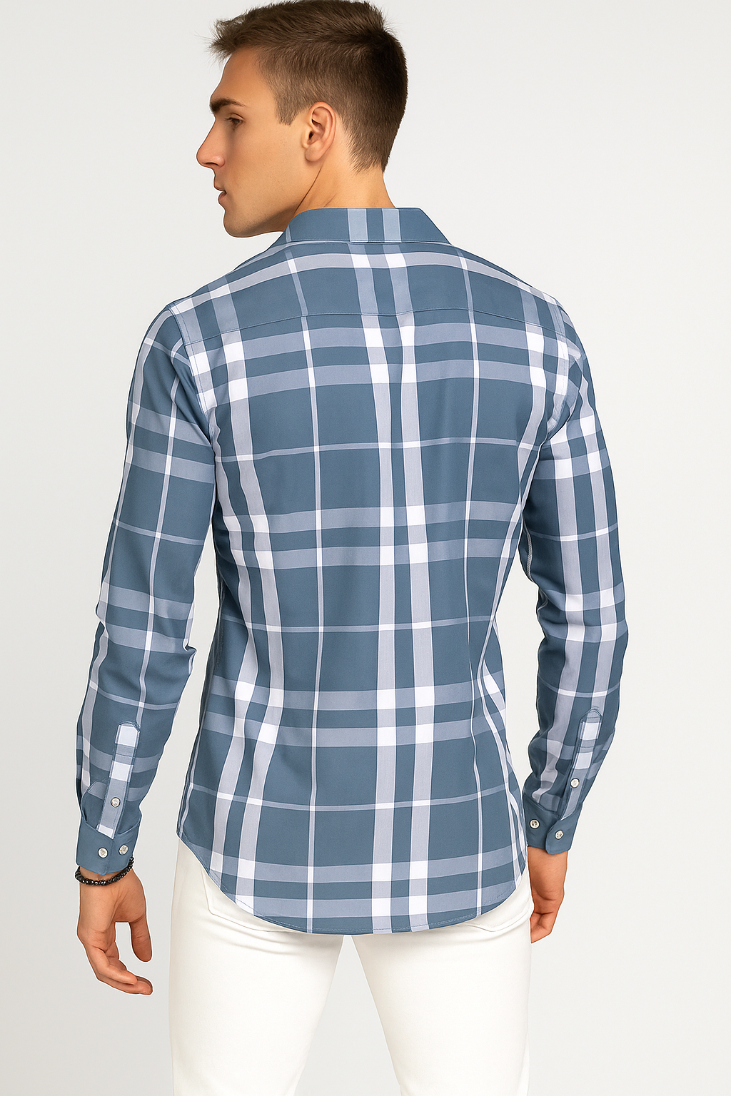 Camisas Para Hombre Bambú Manga Larga B51339 Azul