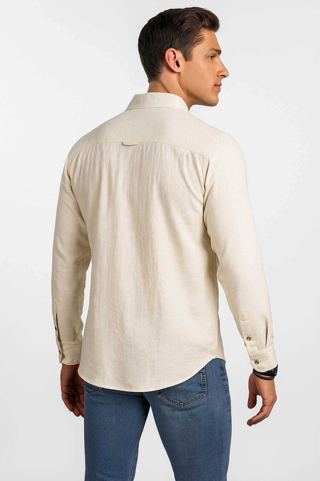 Camisas Para Hombre Lino Lisa B51329 Arena