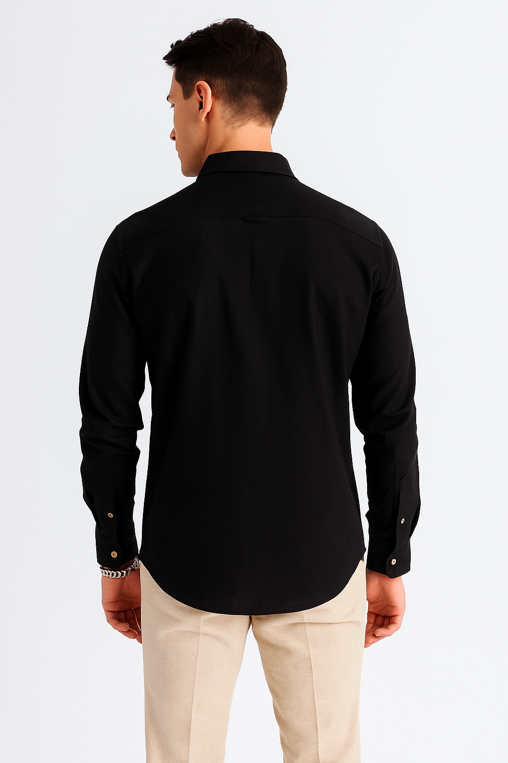 Camisas Para Hombre Lino Lisa B51329 Negro