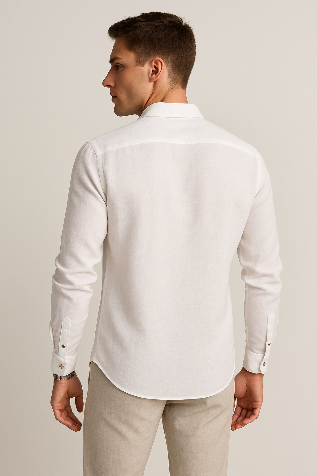 Camisas Para Hombre Lino Lisa B51329 Blanco