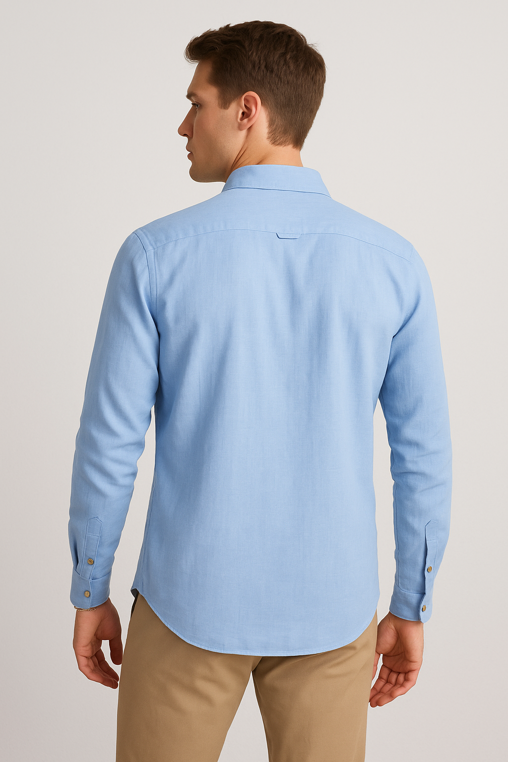 Camisas Para Hombre Lino Lisa B51329 Azul