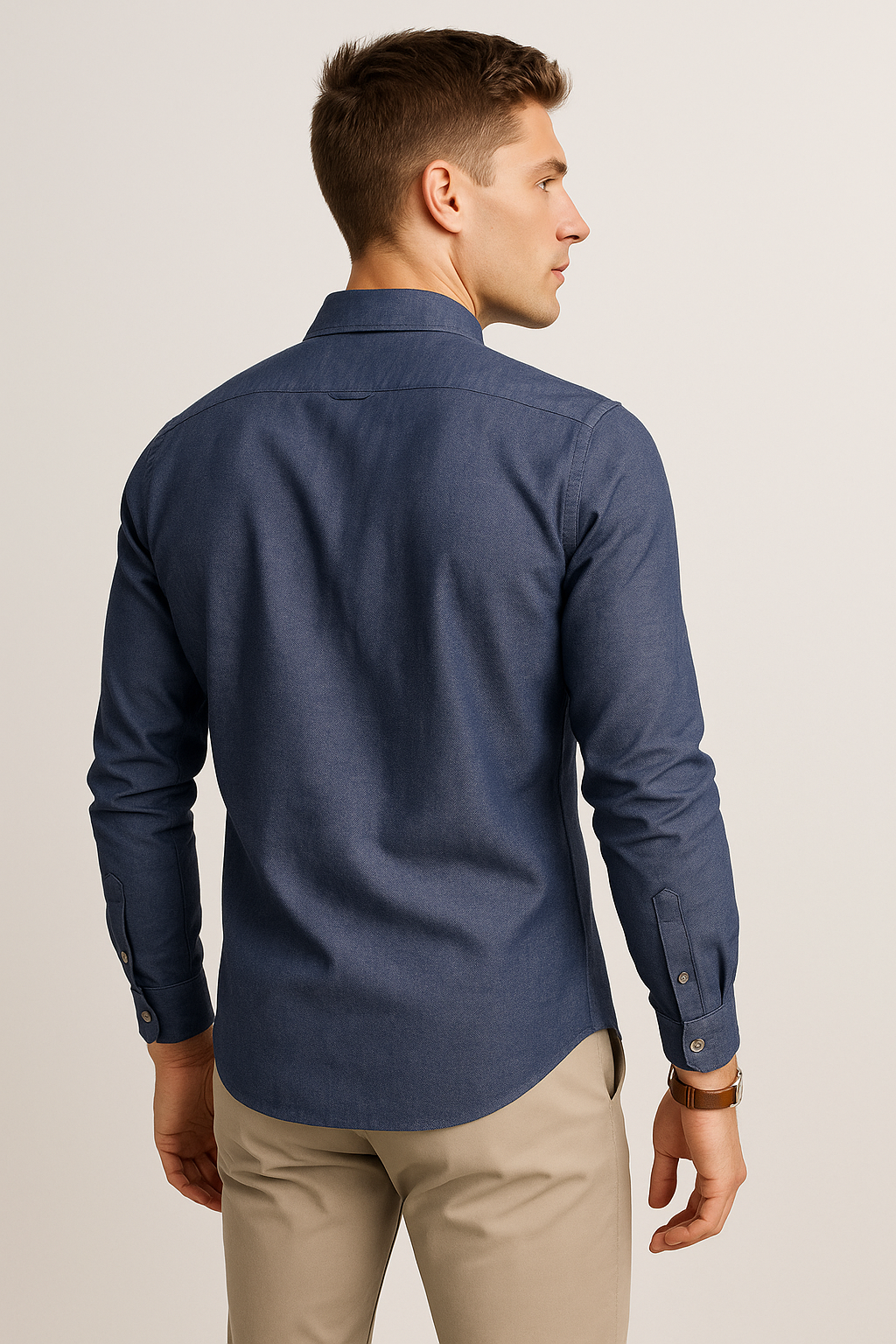 Camisas Para Hombre Manga Larga Essential B51101 Marino