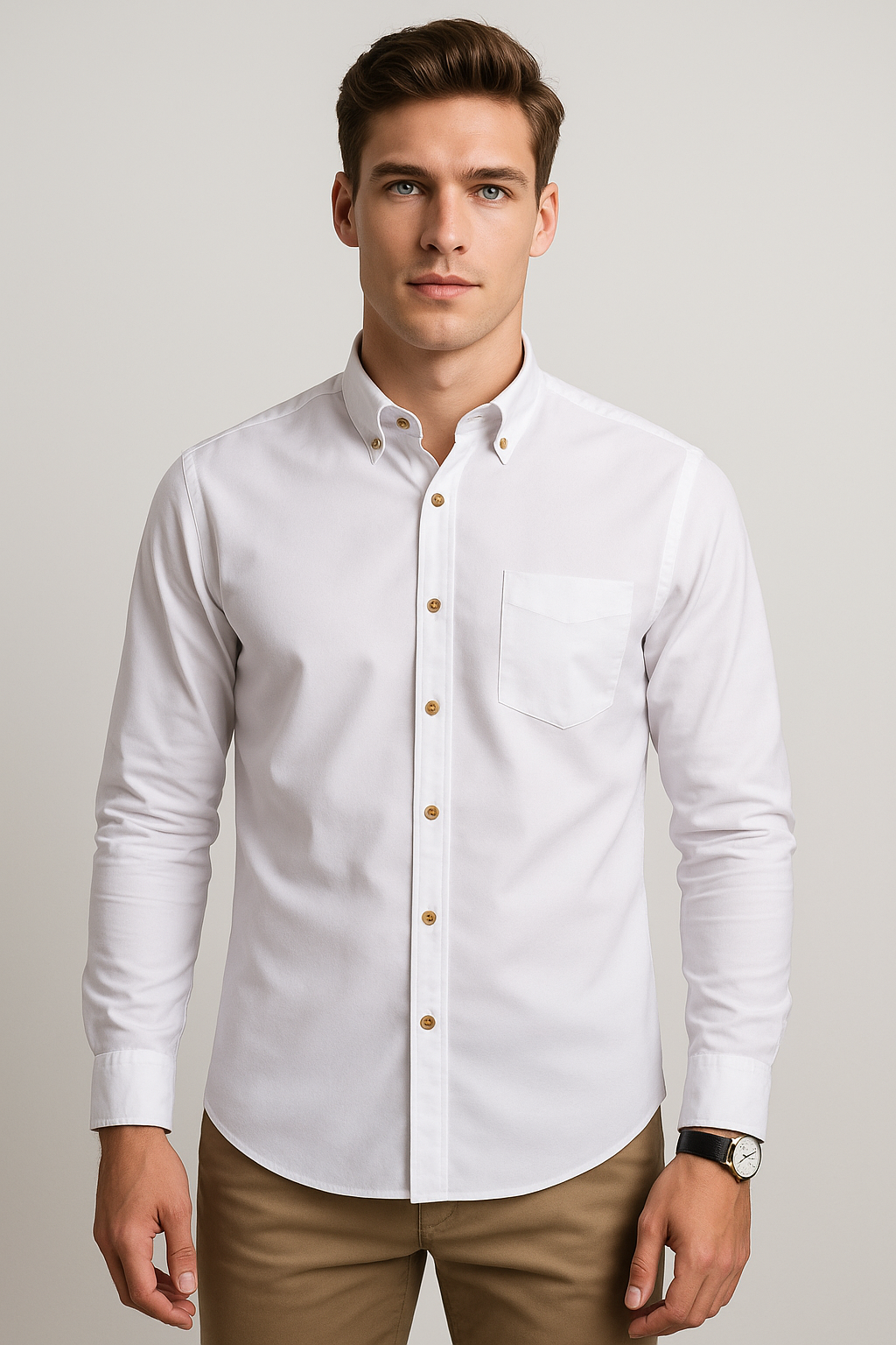 Camisas Para Hombre Manga Larga Essential B51101 Blanco