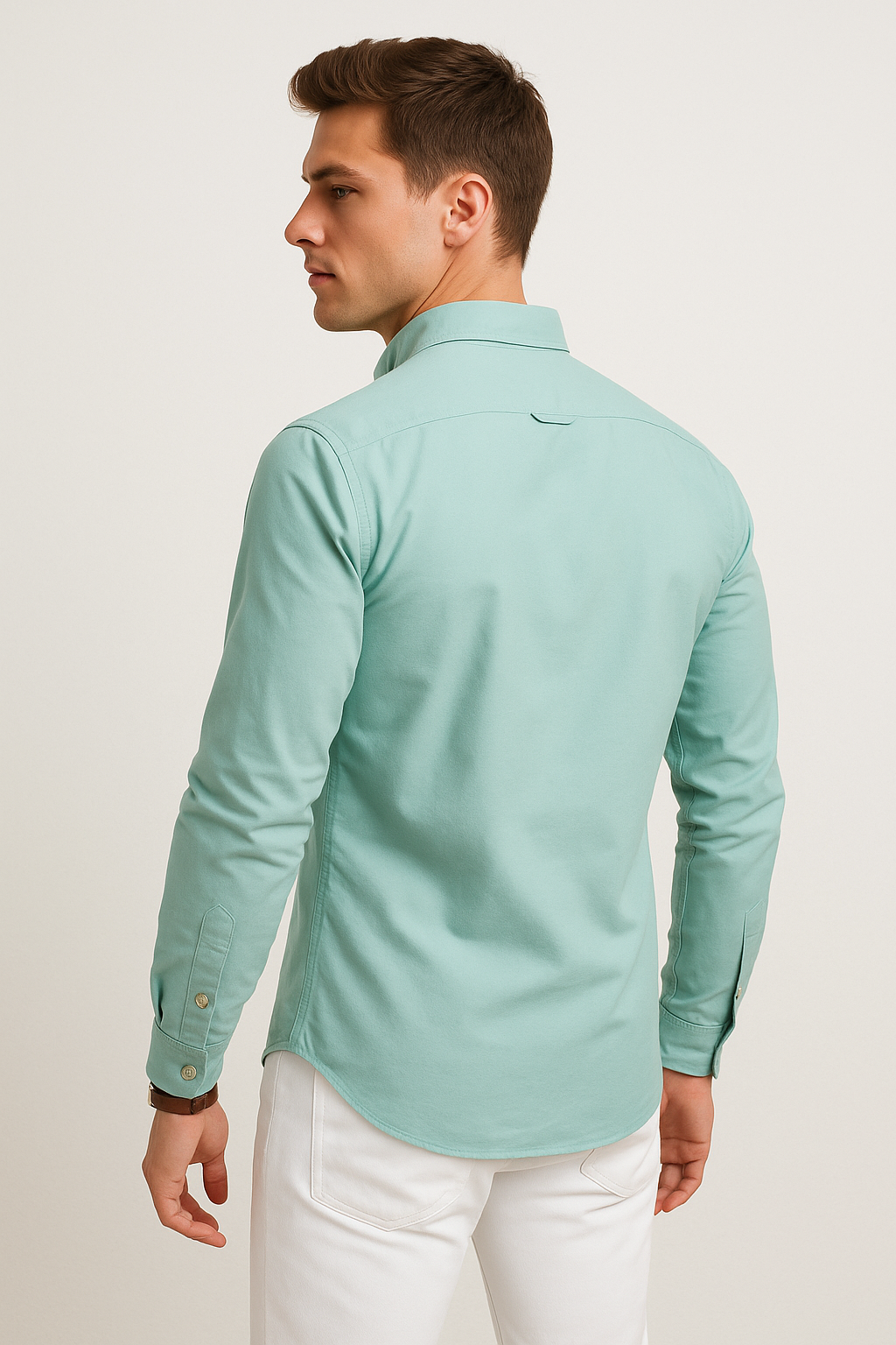 Camisas Para Hombre Regular Fit Oxford B51111 Verde