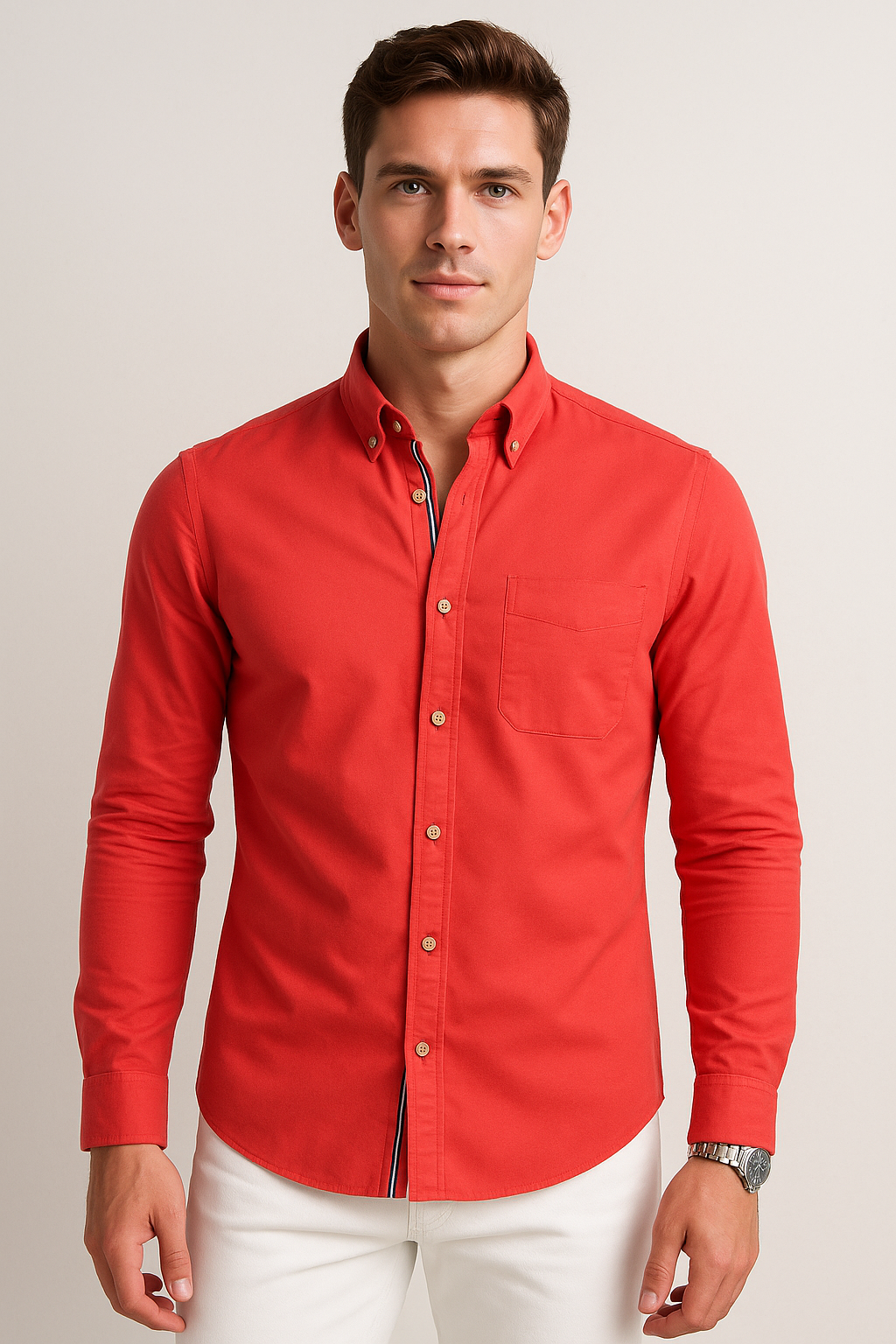 Camisas Para Hombre Regular Fit Oxford B51111 Coral