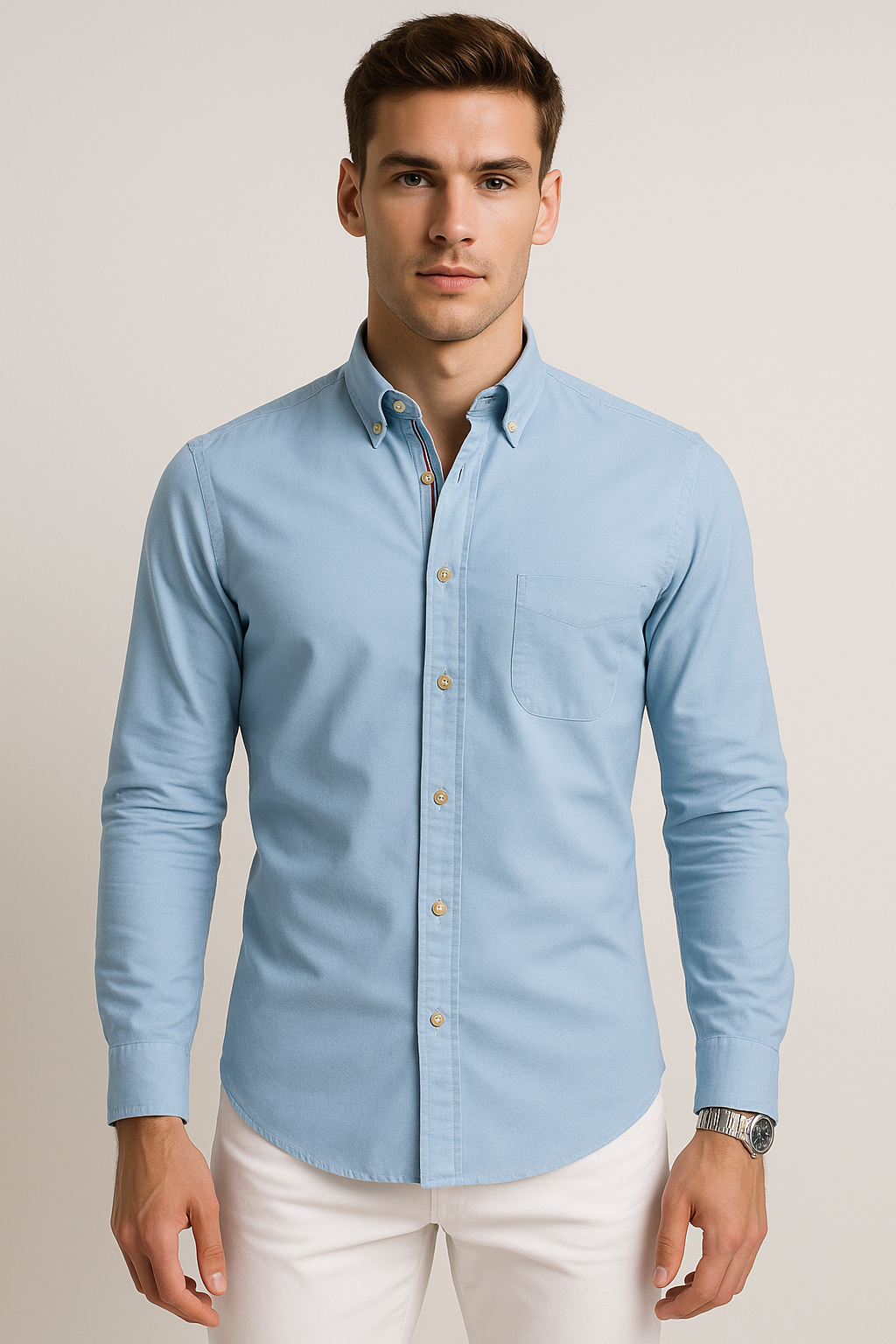 Camisas Para Hombre Regular Fit Oxford B51111 Cielo