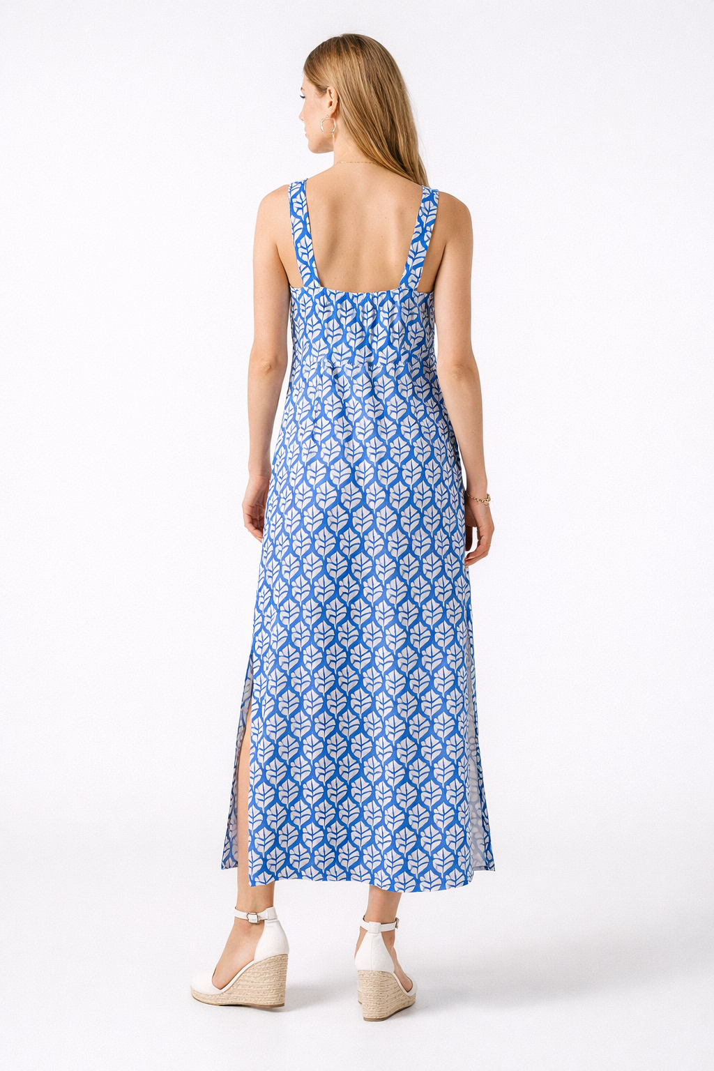 Vestidos Para Mujer Tirantes Estampado Aberturas Laterales S61100 Azul