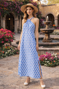 Vestidos Para Mujer Tirantes Estampado Aberturas Laterales S61100 Azul