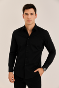 Camisas Para Hombre Manga Larga Slim Fit Negro BPOPST