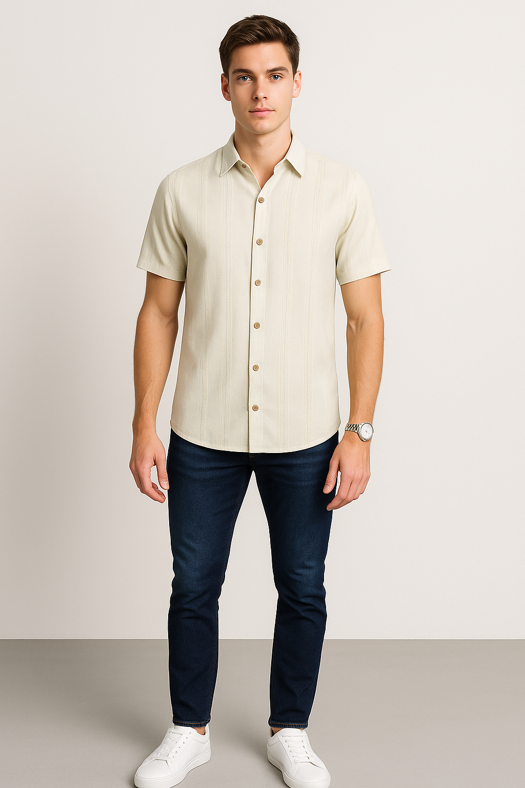 Camisas Para Hombre Jacquard Dobie B51354 Verde