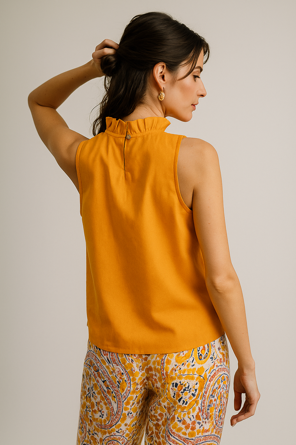 Blusas Para Mujer Tipo Lino Sin Mangas N51150 Naranja