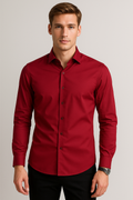 Camisas Para Hombre Manga Larga Slim Fit Vino BPOPST