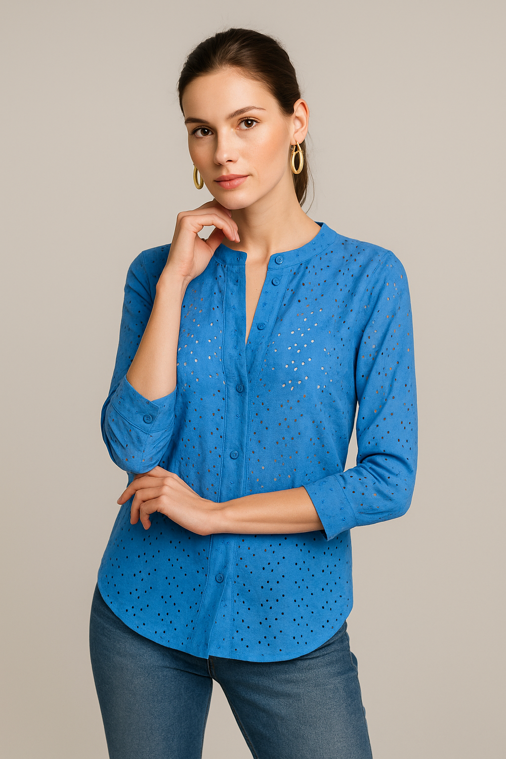 Blusas Para Mujer Manga Larga Cuello Redondo Bordada N31146 Rey