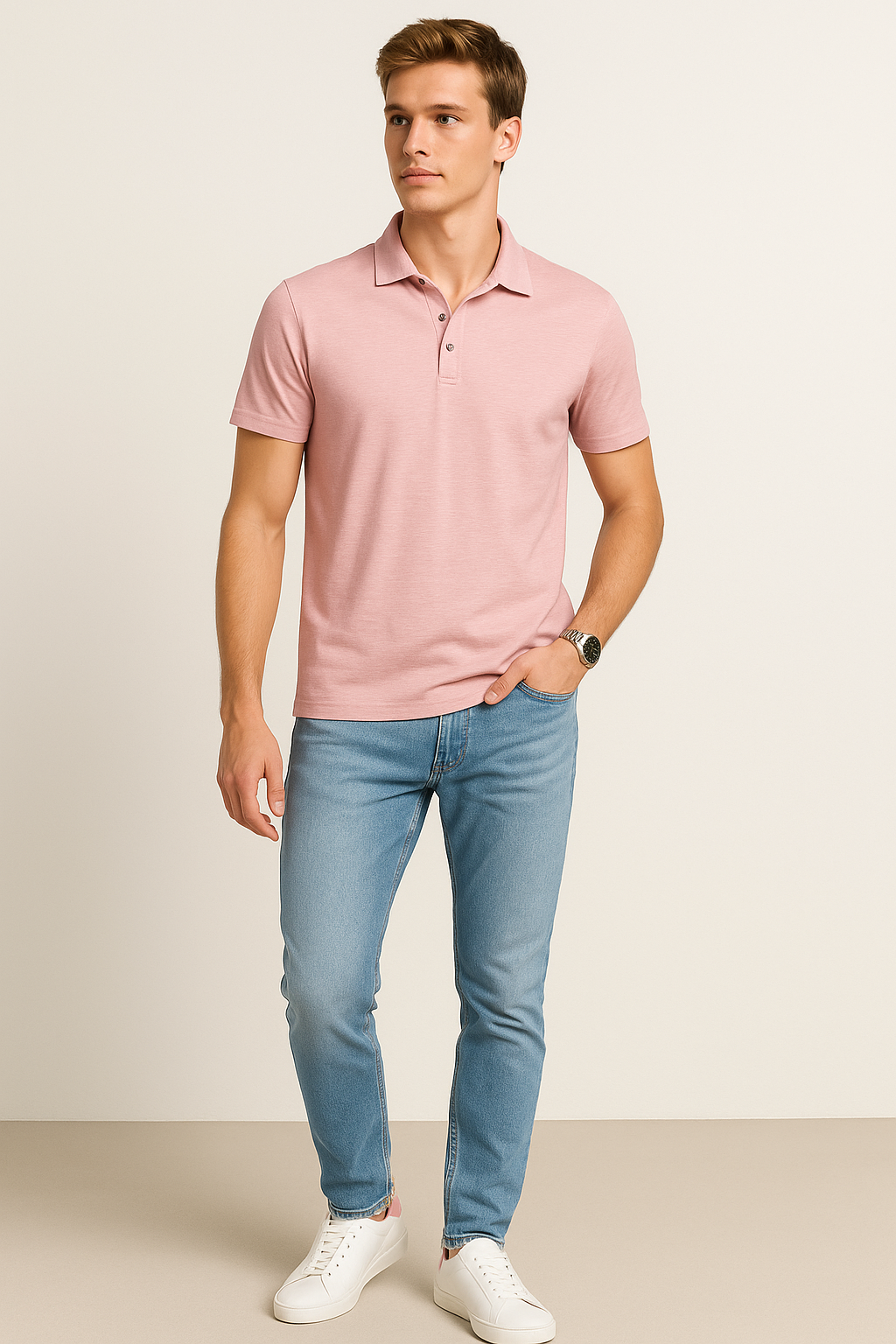 Playeras Tipo Polo Para Hombre Slub A51311 Rosa