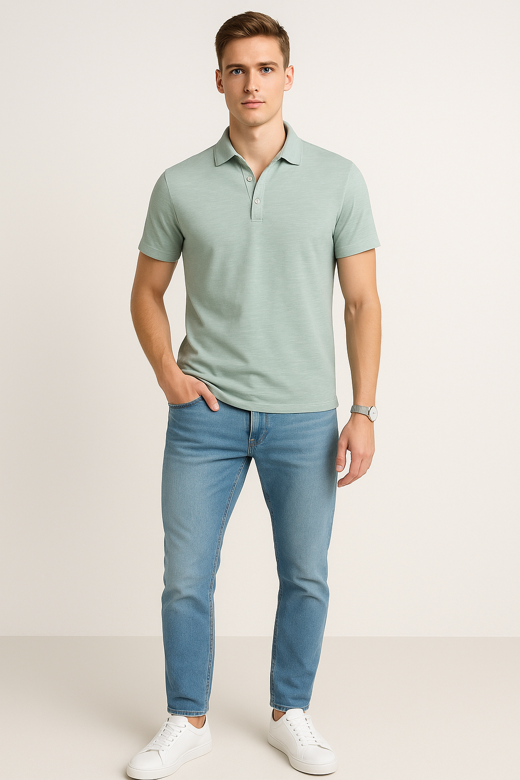 Playeras Tipo Polo Para Hombre Slub A51311 Eucalipto