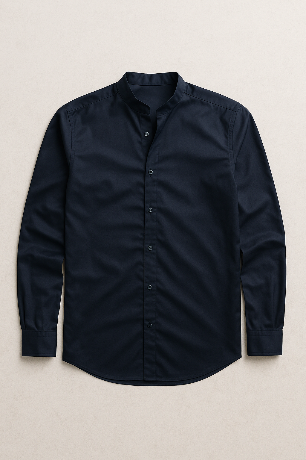 Camisas Para Hombre De Manga Larga Cuello Mao Con Aletilla Slim Fit BPOPSM Marino