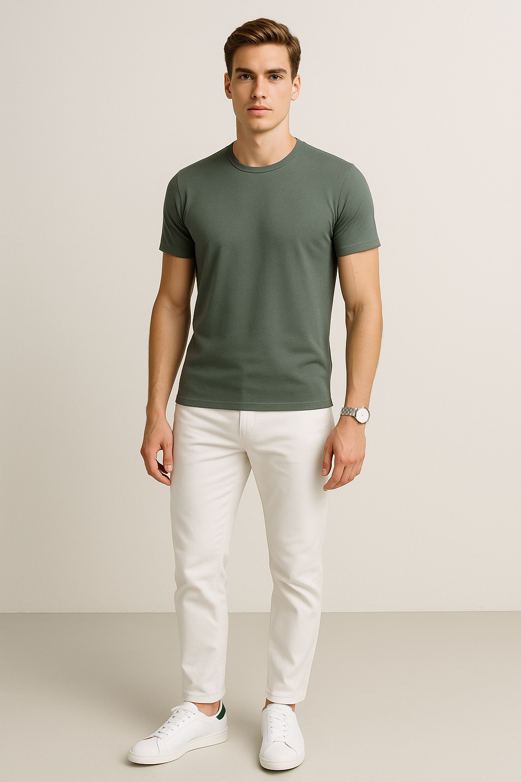 Playeras Para Hombre Slim Fit Microcostura A51301 Verde
