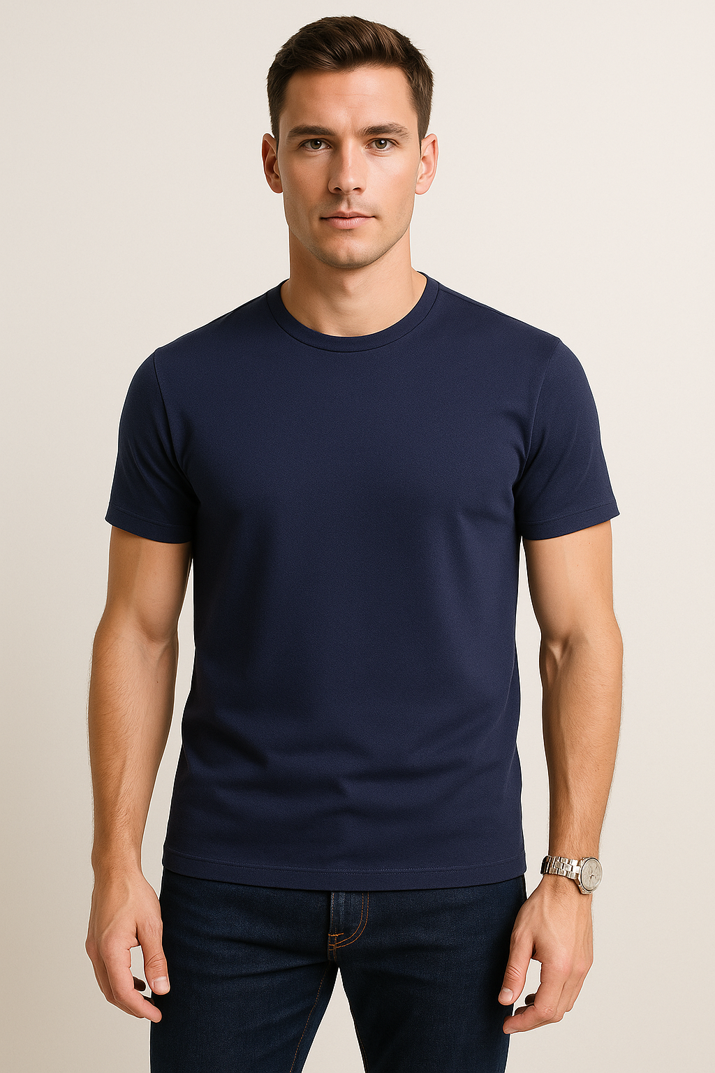 Playeras Para Hombre Slim Fit Microcostura A51301 Marino