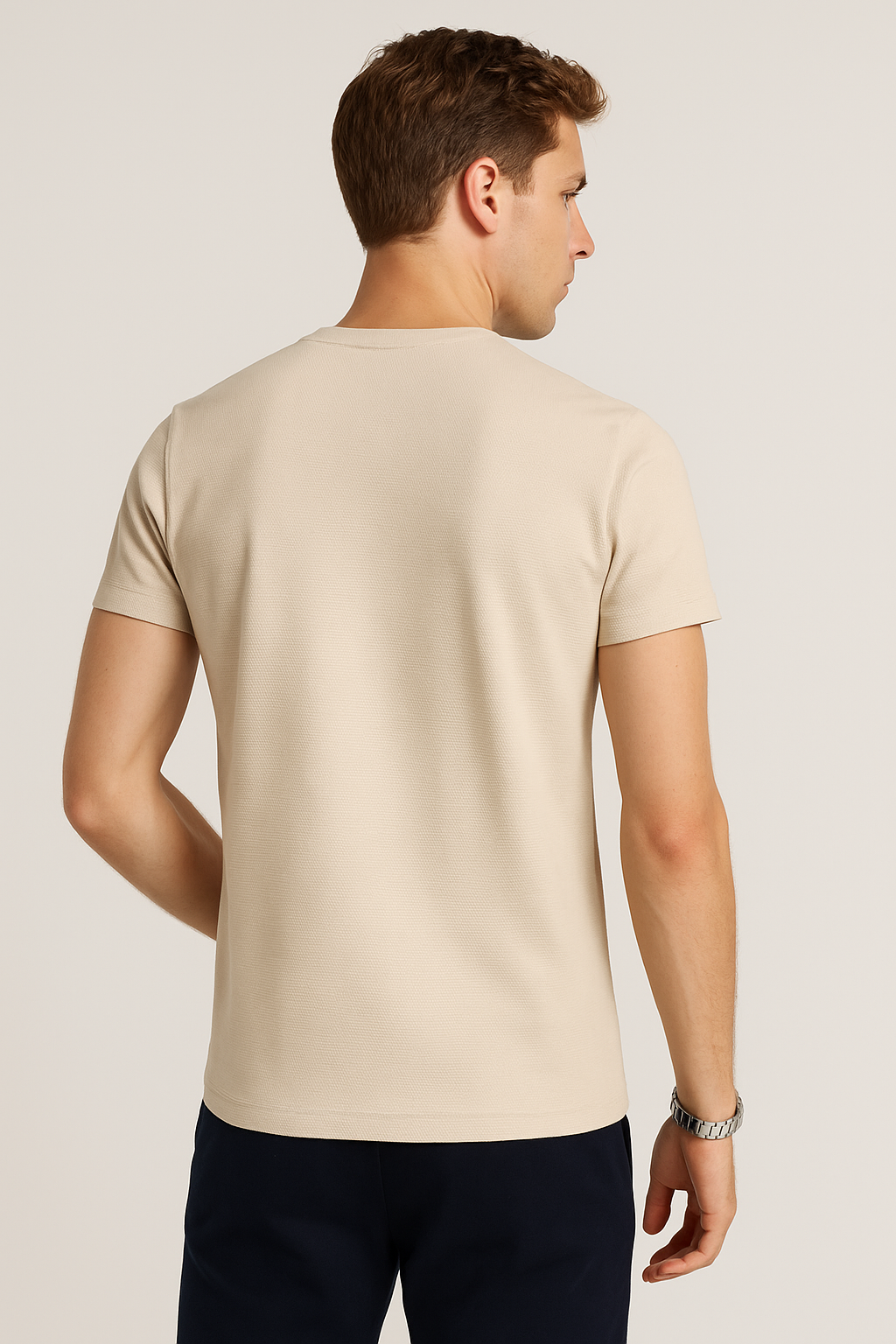 Playeras Para Hombre Slim Fit Microcostura A51301 Arena