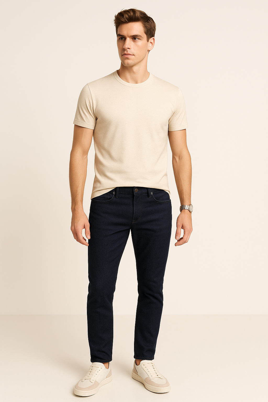 Playeras Para Hombre Slim Fit Microcostura A51301 Arena
