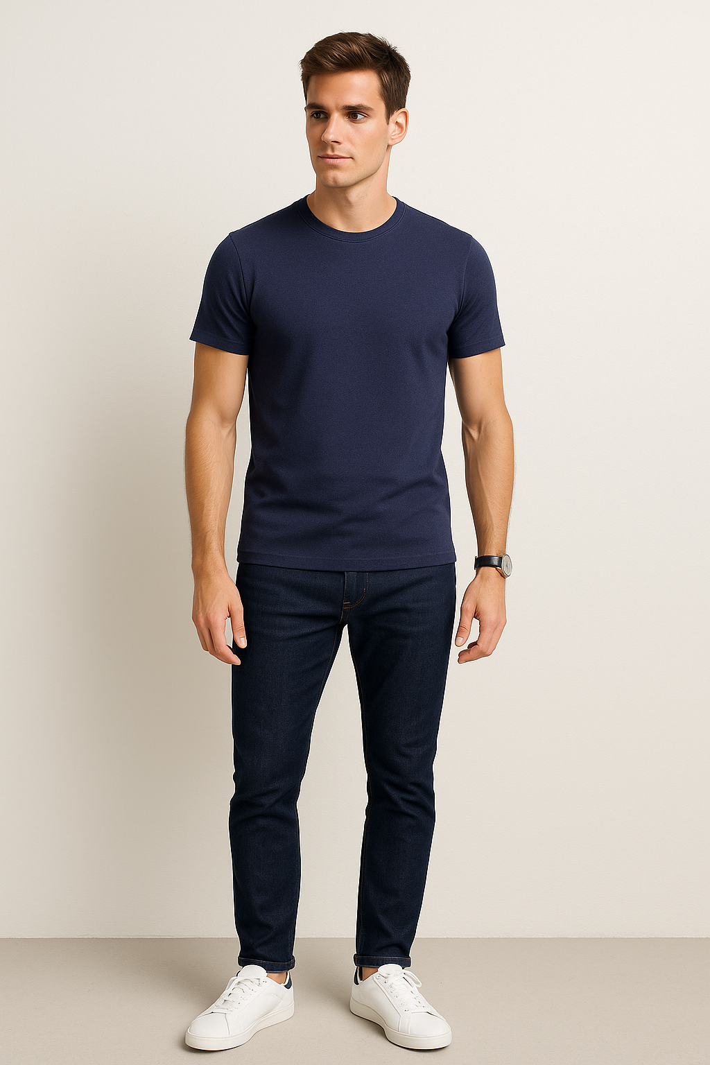 Playeras Para Hombre Slim Fit Microcostura A51301 Marino