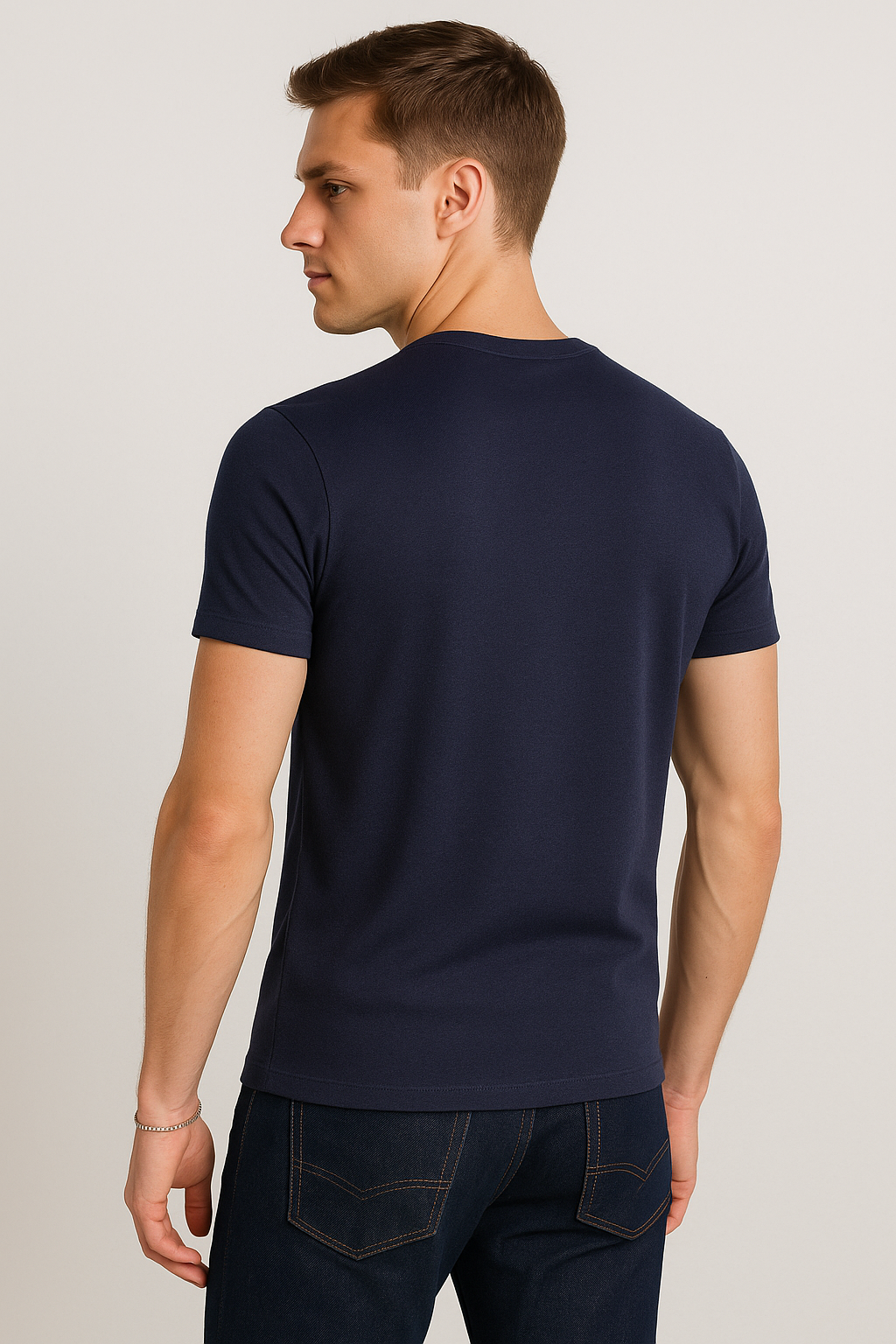 Playeras Para Hombre Slim Fit Microcostura A51301 Marino