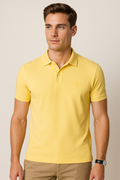Playeras Polo Para Hombre Manga Corta Basica Bordado APOLOB Amarillo
